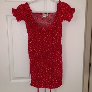 Red floral tight dress